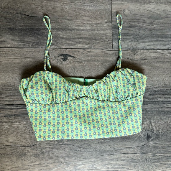 Zara floral geometric print crop top size medium NWT - Picture 3 of 7